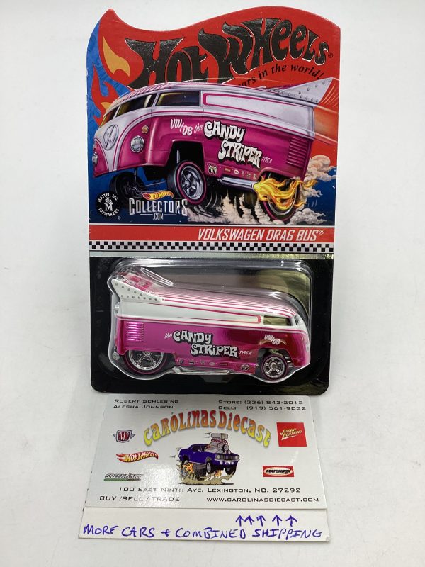 Hot wheels Redline club Volkswagen Drag Bus Candy Striper Silver Emblem 19276 20000 with protector Cheap