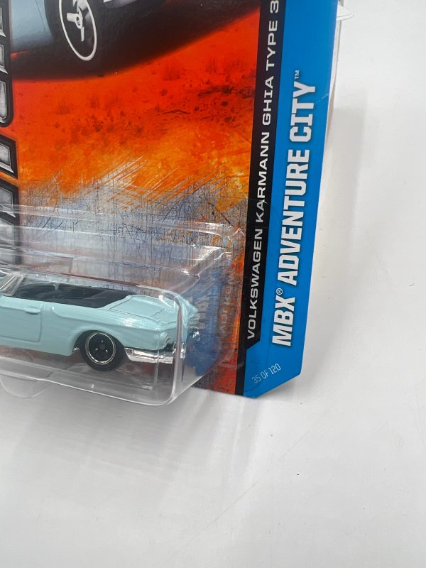 Matchbox #35 2013 MBX Adventure City Volkswagen Karmann Ghia Type 34 Light Blue 95G on Sale