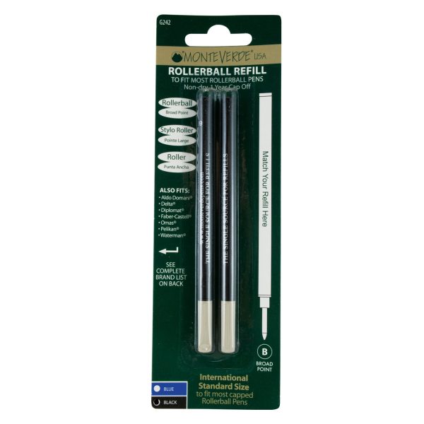 Monteverde Roller Ball Pen Refill - Broad - Black - Pack of 2 Online Hot Sale